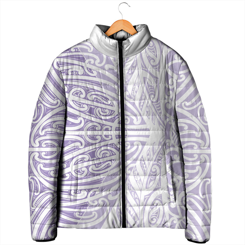 Purple New Zealand Puhoro Maori Tattoo Padded Jacket