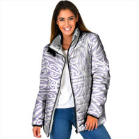 Purple New Zealand Puhoro Maori Tattoo Padded Jacket