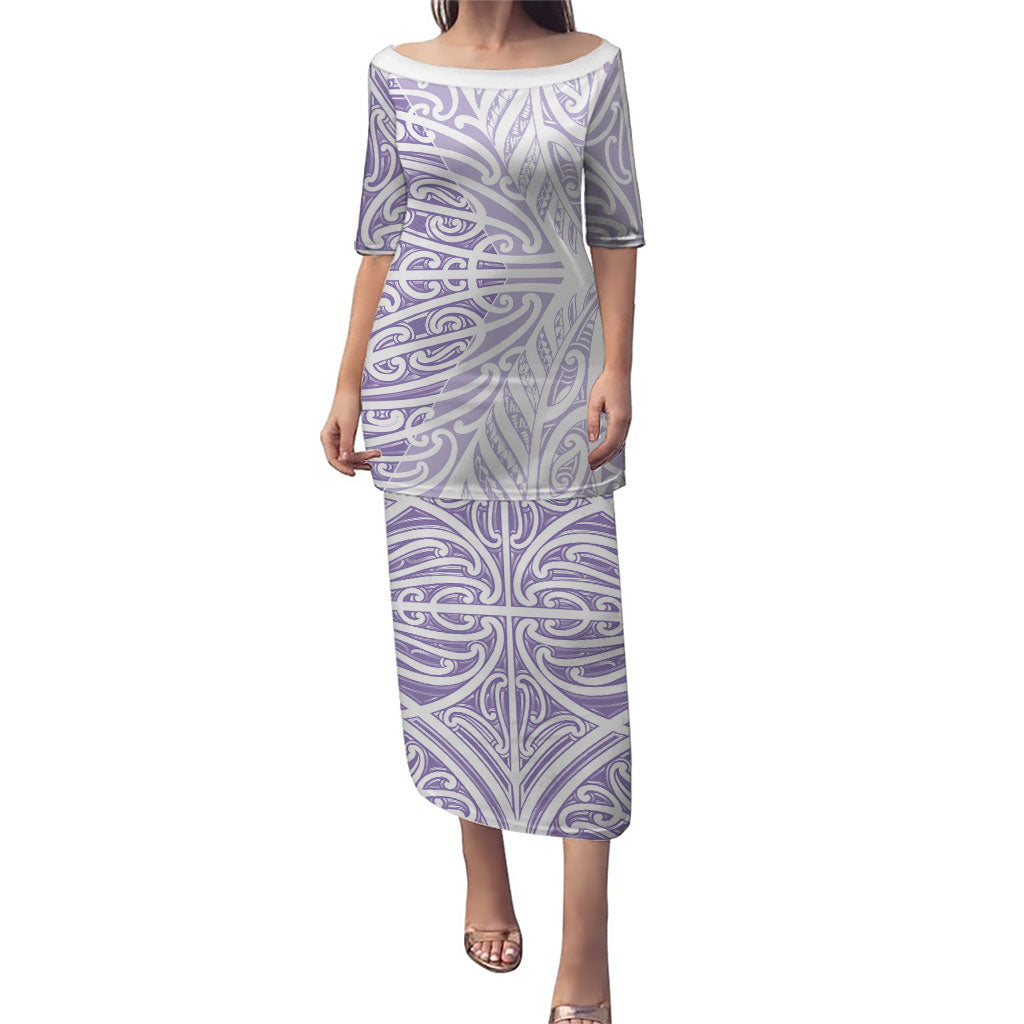 Purple New Zealand Puhoro Maori Tattoo Puletasi LT14 Long Dress Purple - Polynesian Pride