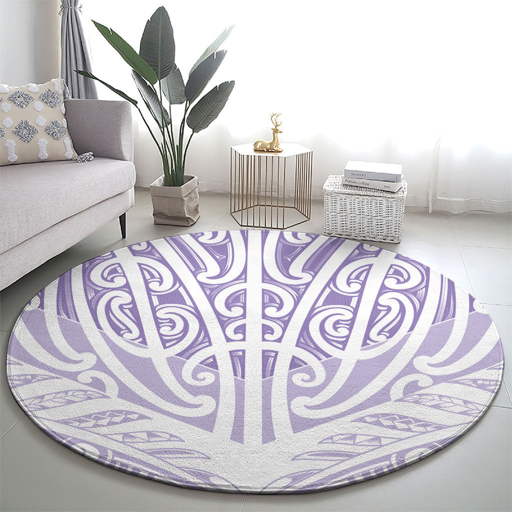 Purple New Zealand Puhoro Maori Tattoo Round Carpet