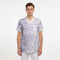 Purple New Zealand Puhoro Maori Tattoo Scrub Top
