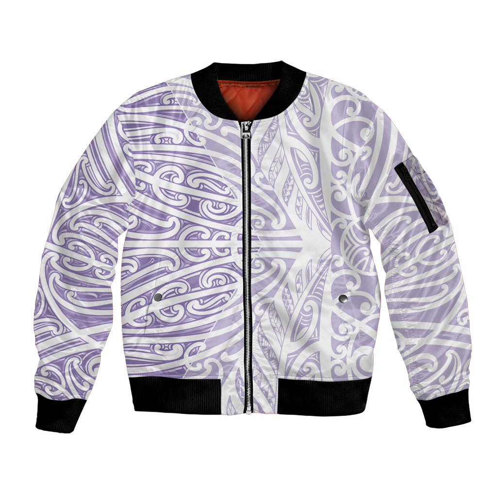 Purple New Zealand Puhoro Maori Tattoo Sleeve Zip Bomber Jacket LT14 Unisex Purple - Polynesian Pride