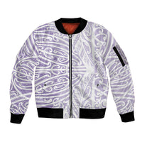Purple New Zealand Puhoro Maori Tattoo Sleeve Zip Bomber Jacket
