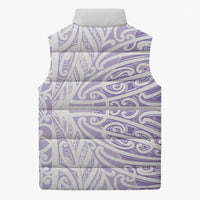 Purple New Zealand Puhoro Maori Tattoo Sleeveless Puffer Jacket