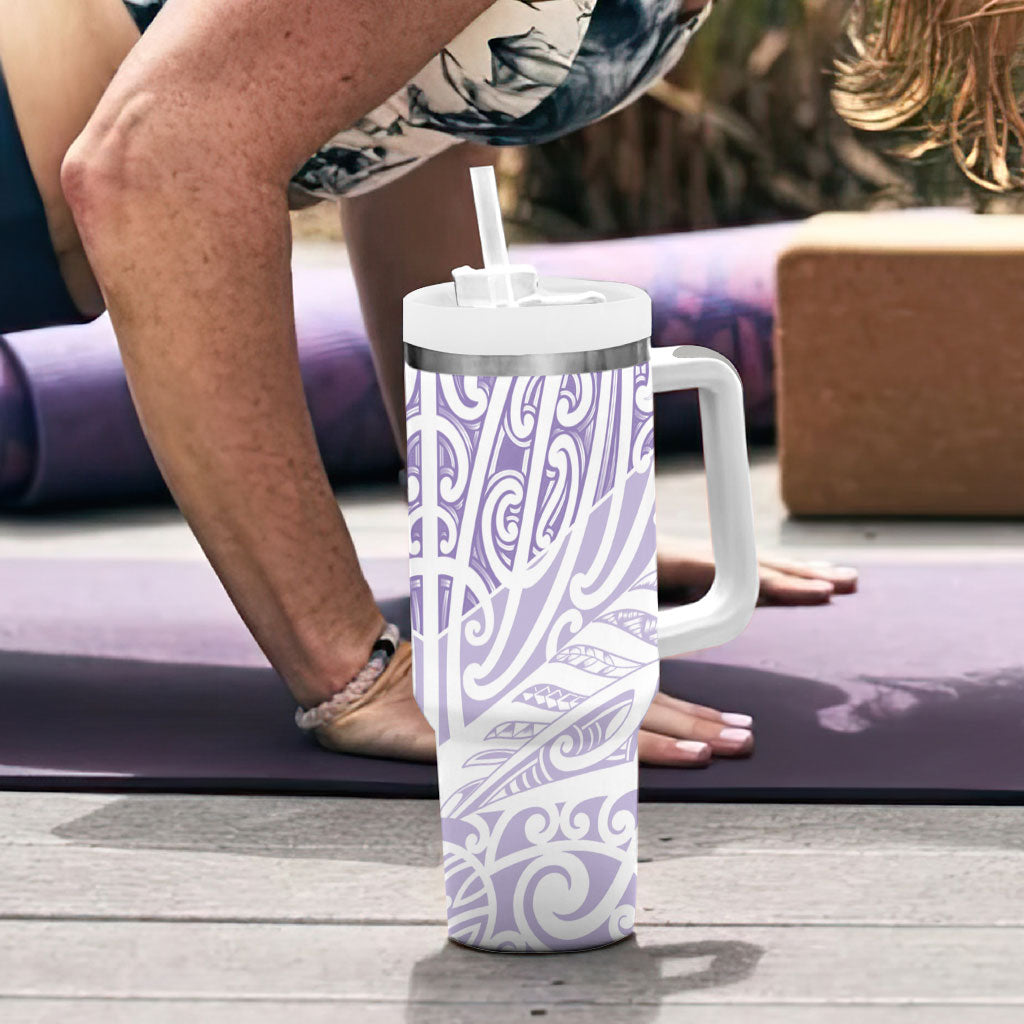 Purple New Zealand Puhoro Maori Tattoo Tumbler With Handle