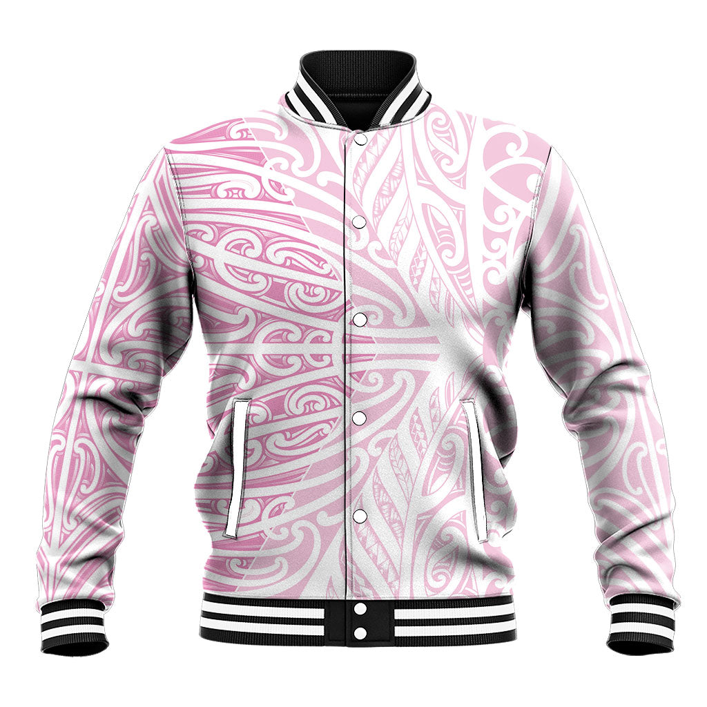 Pink New Zealand Puhoro Maori Tattoo Baseball Jacket LT14 Unisex Pink - Polynesian Pride