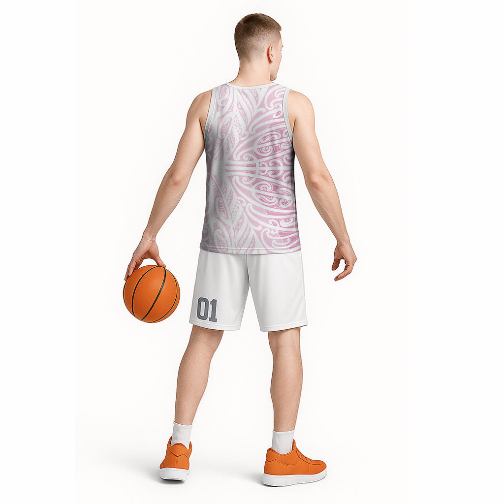 Pink New Zealand Puhoro Maori Tattoo Basketball Jersey