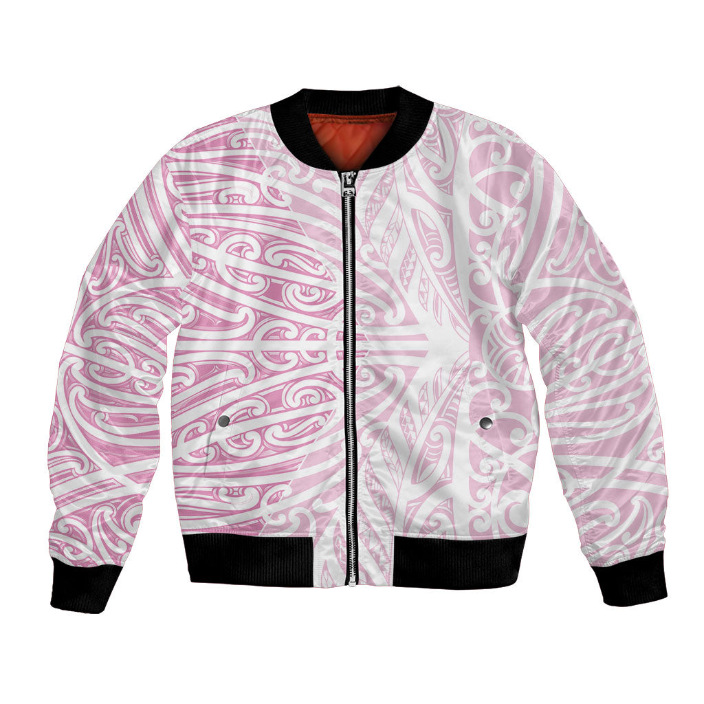 Pink New Zealand Puhoro Maori Tattoo Bomber Jacket