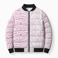 Pink New Zealand Puhoro Maori Tattoo Bomber Puffer Jacket