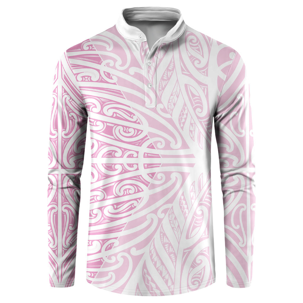 Pink New Zealand Puhoro Maori Tattoo Button Sweatshirt LT14 Pink - Polynesian Pride