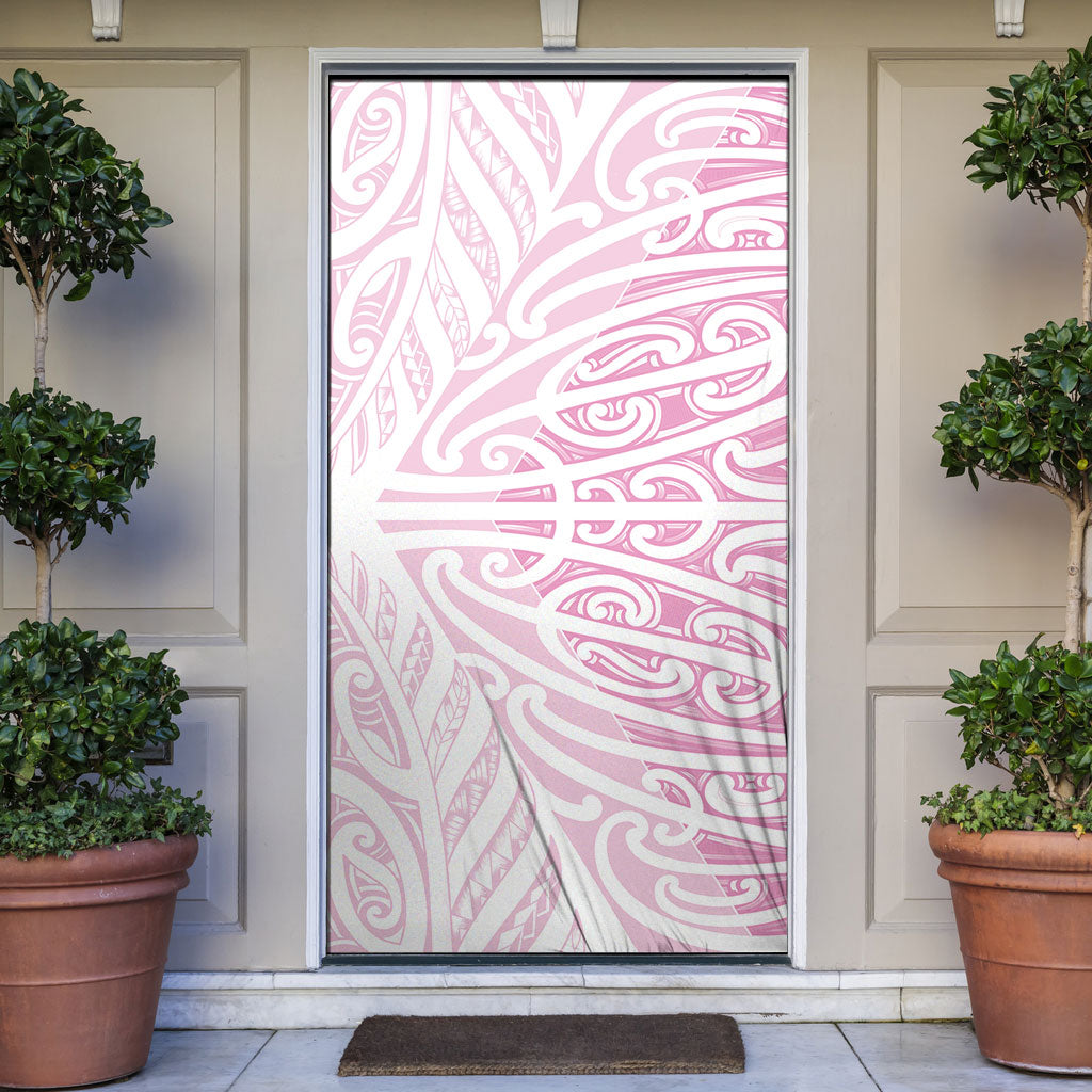 Pink New Zealand Puhoro Maori Tattoo Door Cover