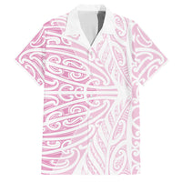 Pink New Zealand Puhoro Maori Tattoo Family Matching Off Shoulder Short Dress and Hawaiian Shirt