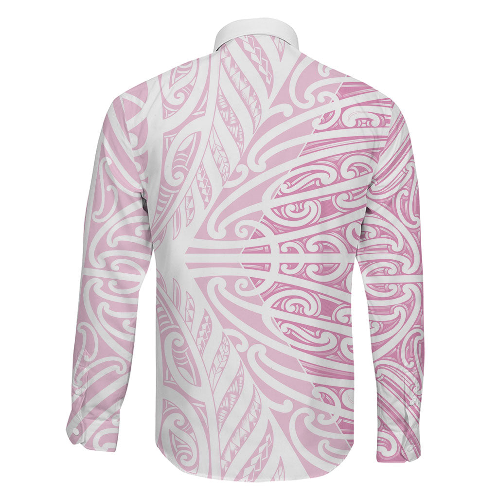 Pink New Zealand Puhoro Maori Tattoo Family Matching Summer Maxi Dress and Hawaiian Shirt