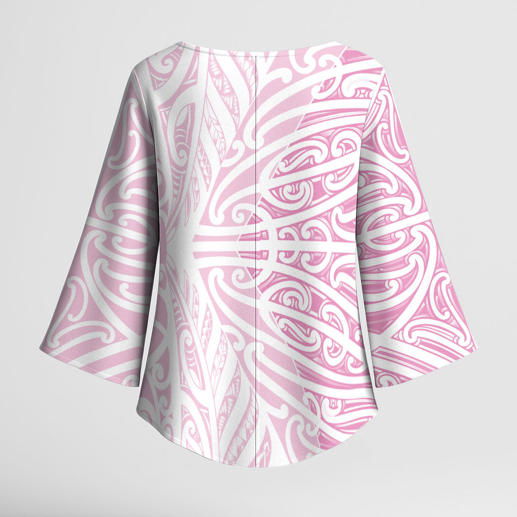 Pink New Zealand Puhoro Maori Tattoo Kimono Sleeve Blouse