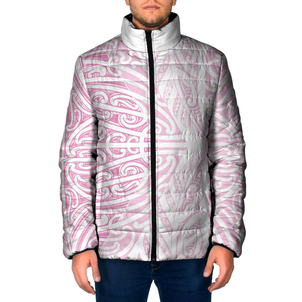 Pink New Zealand Puhoro Maori Tattoo Padded Jacket LT14 Men Pink - Polynesian Pride