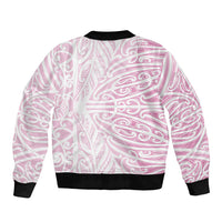 Pink New Zealand Puhoro Maori Tattoo Sleeve Zip Bomber Jacket