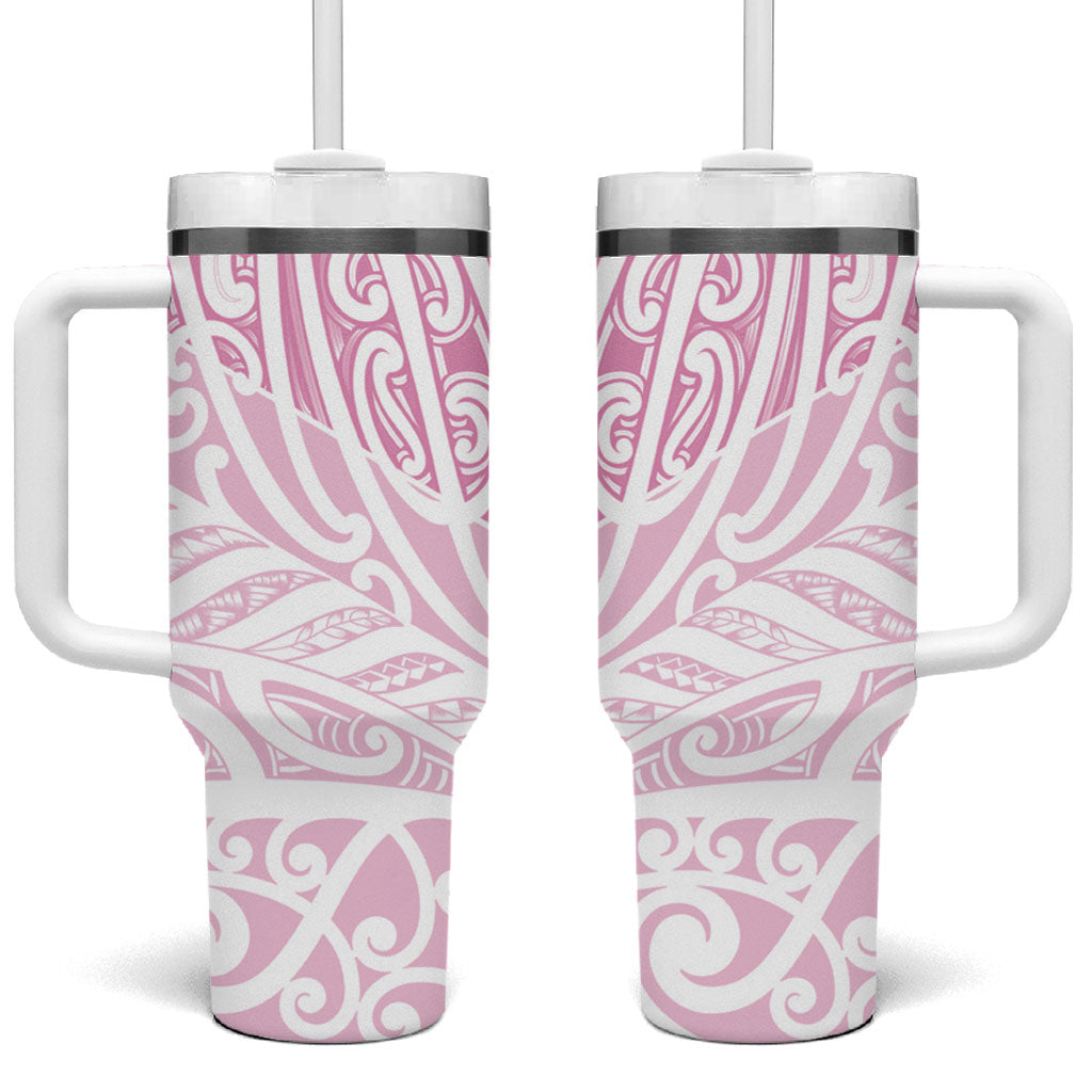 Pink New Zealand Puhoro Maori Tattoo Tumbler With Handle