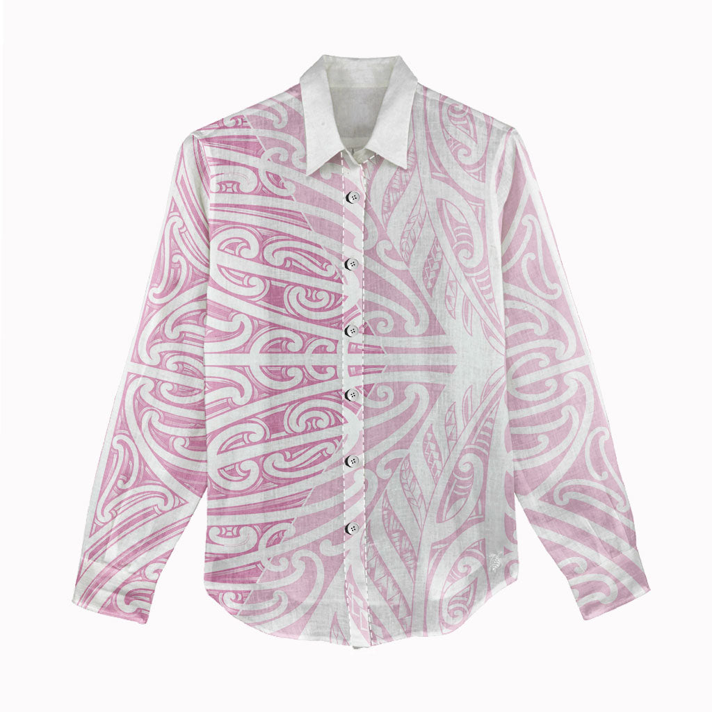 Pink New Zealand Puhoro Maori Tattoo Women Casual Shirt