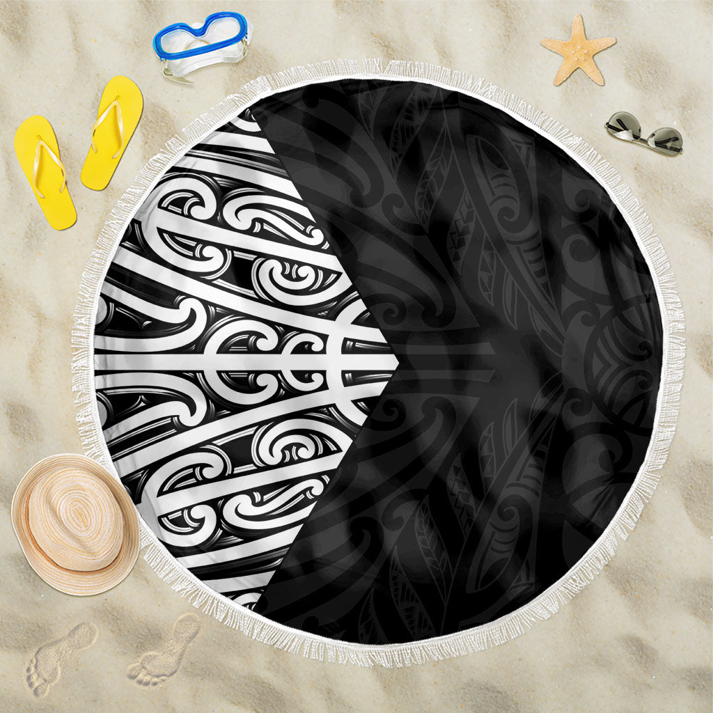 Black New Zealand Puhoro Maori Tattoo Beach Blanket LT14 One Size 150cm Black - Polynesian Pride