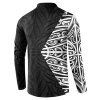 Black New Zealand Puhoro Maori Tattoo Button Sweatshirt