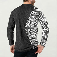 Black New Zealand Puhoro Maori Tattoo Button Sweatshirt
