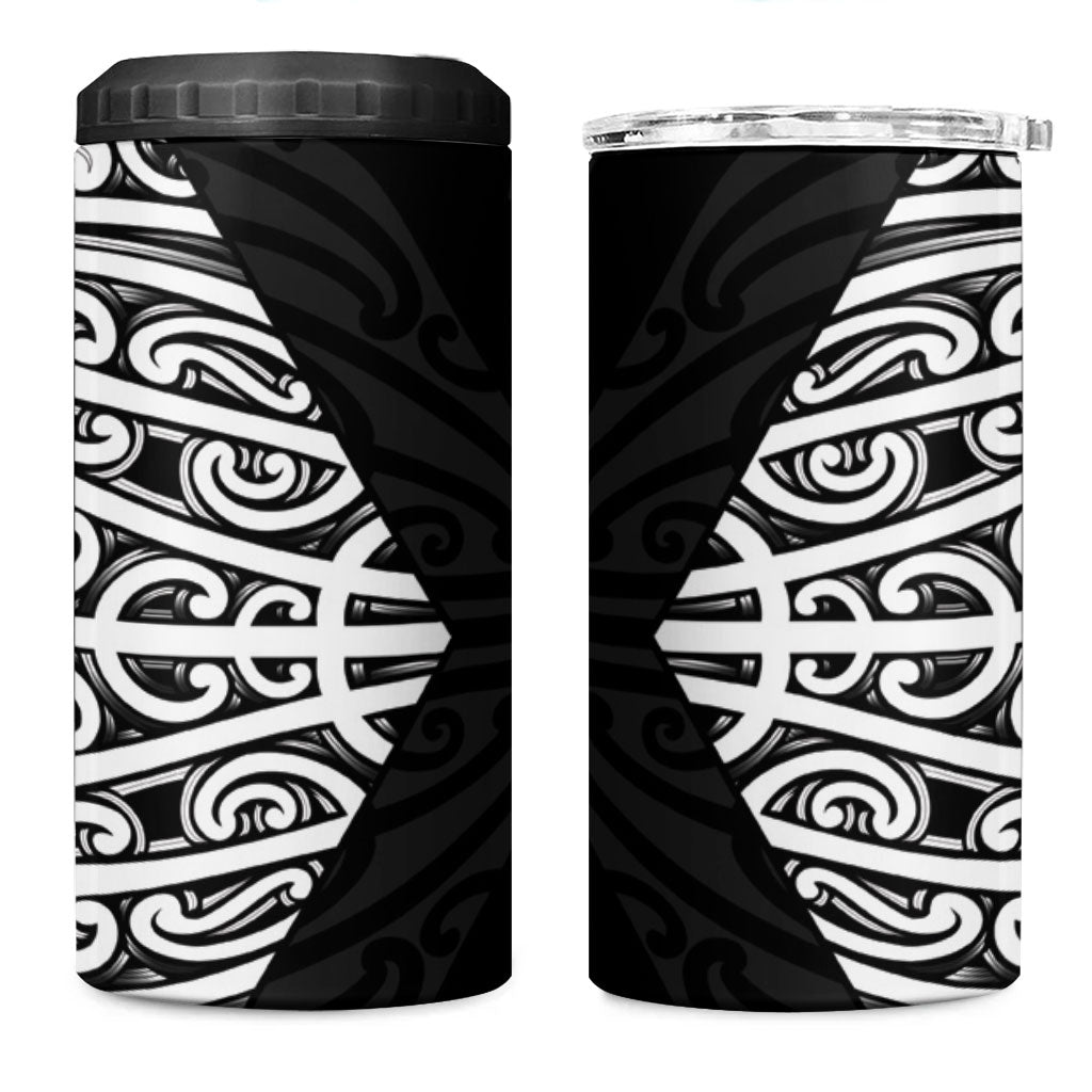 Black New Zealand Puhoro Maori Tattoo 4 in 1 Can Cooler Tumbler