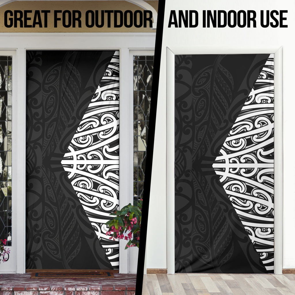 Black New Zealand Puhoro Maori Tattoo Door Cover