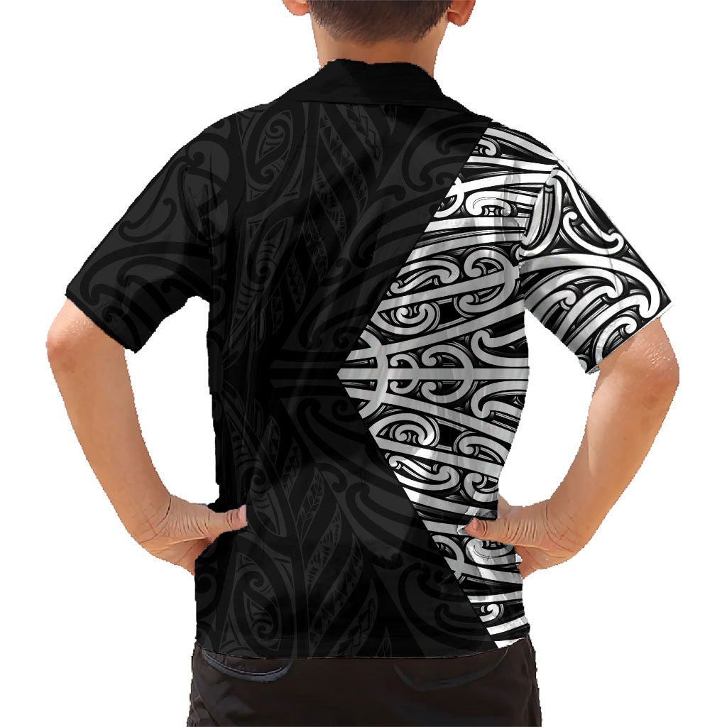 Black New Zealand Puhoro Maori Tattoo Family Matching Mermaid Dress and Hawaiian Shirt