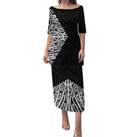 Black New Zealand Puhoro Maori Tattoo Family Matching Puletasi and Hawaiian Shirt