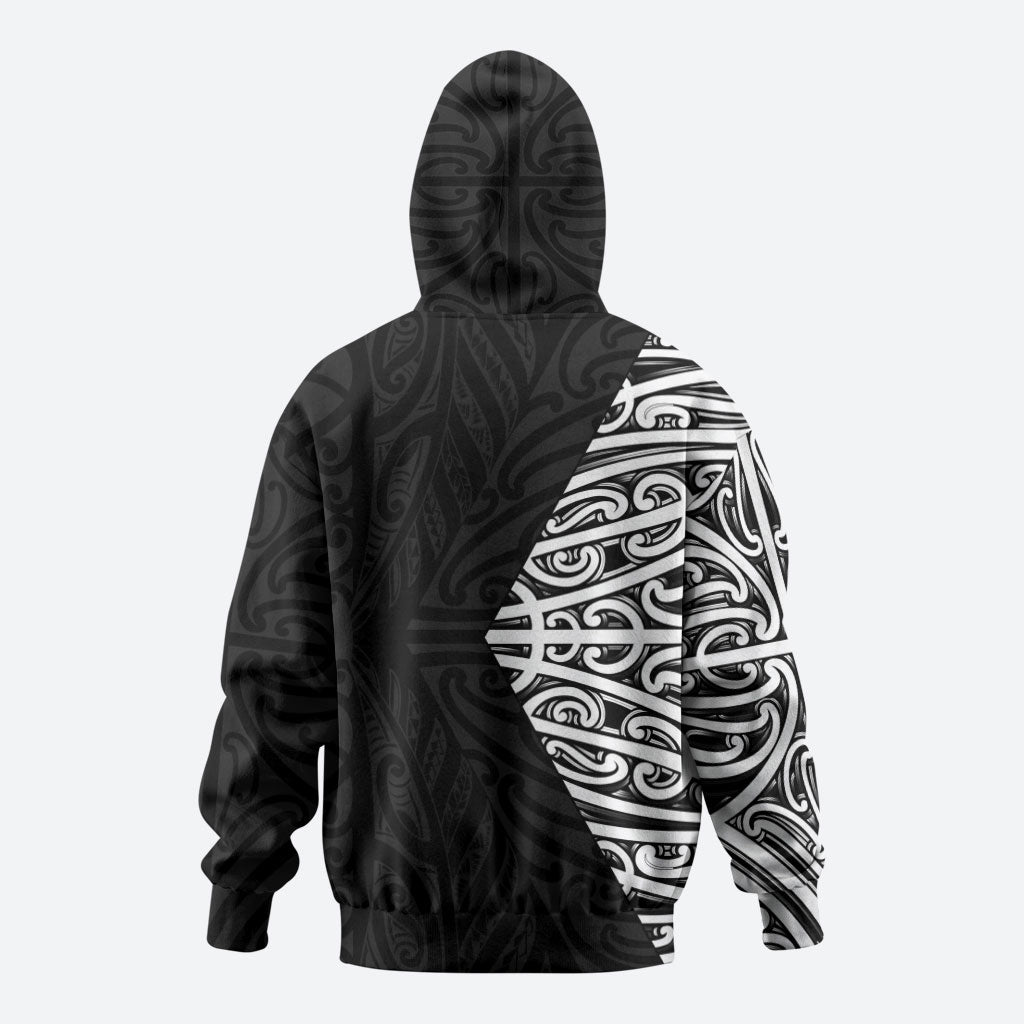 Black New Zealand Puhoro Maori Tattoo Hoodie