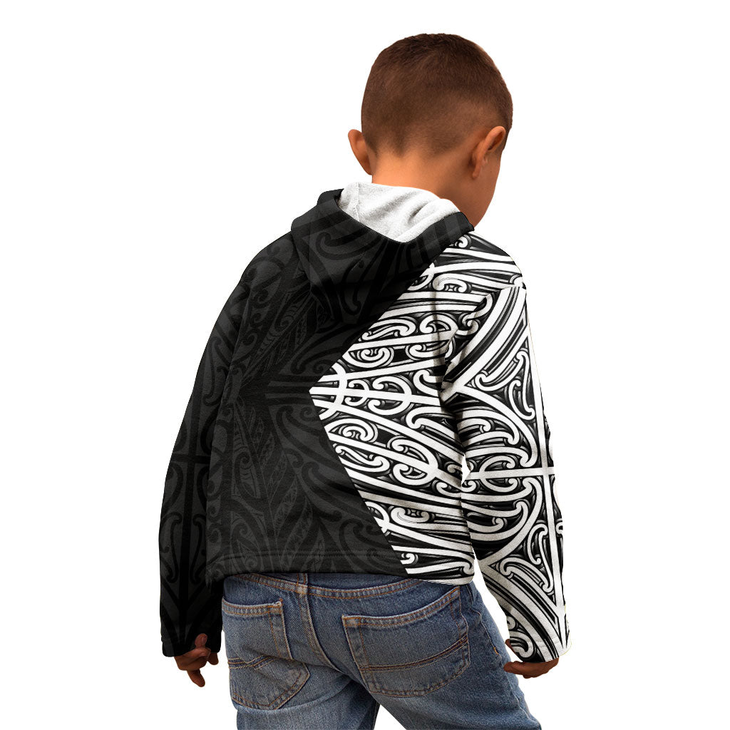 Black New Zealand Puhoro Maori Tattoo Kid Hoodie