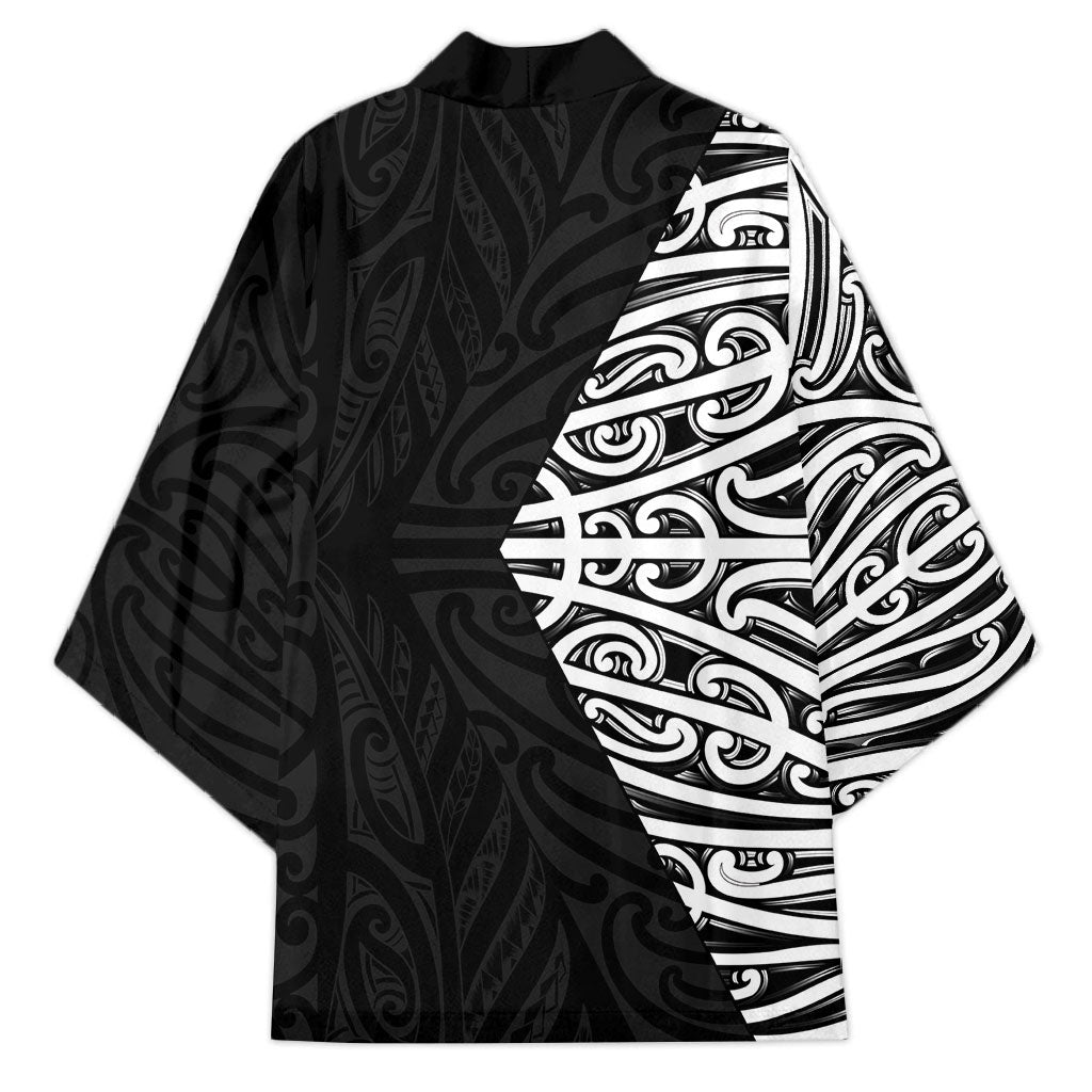 Black New Zealand Puhoro Maori Tattoo Kimono