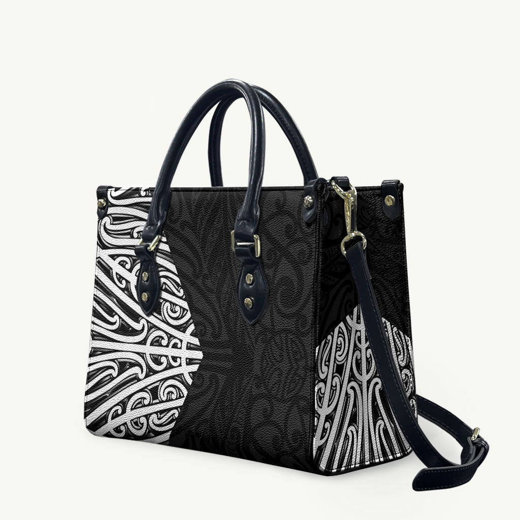 Black New Zealand Puhoro Maori Tattoo Leather Bag LT14 Black - Polynesian Pride
