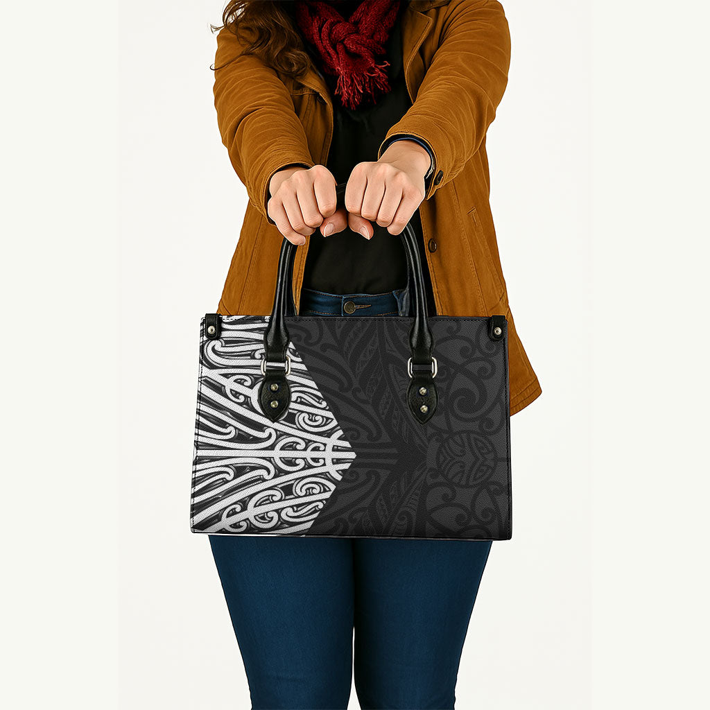 Black New Zealand Puhoro Maori Tattoo Leather Bag
