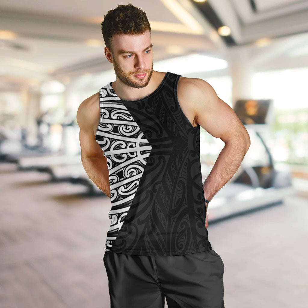 Black New Zealand Puhoro Maori Tattoo Men Tank Top