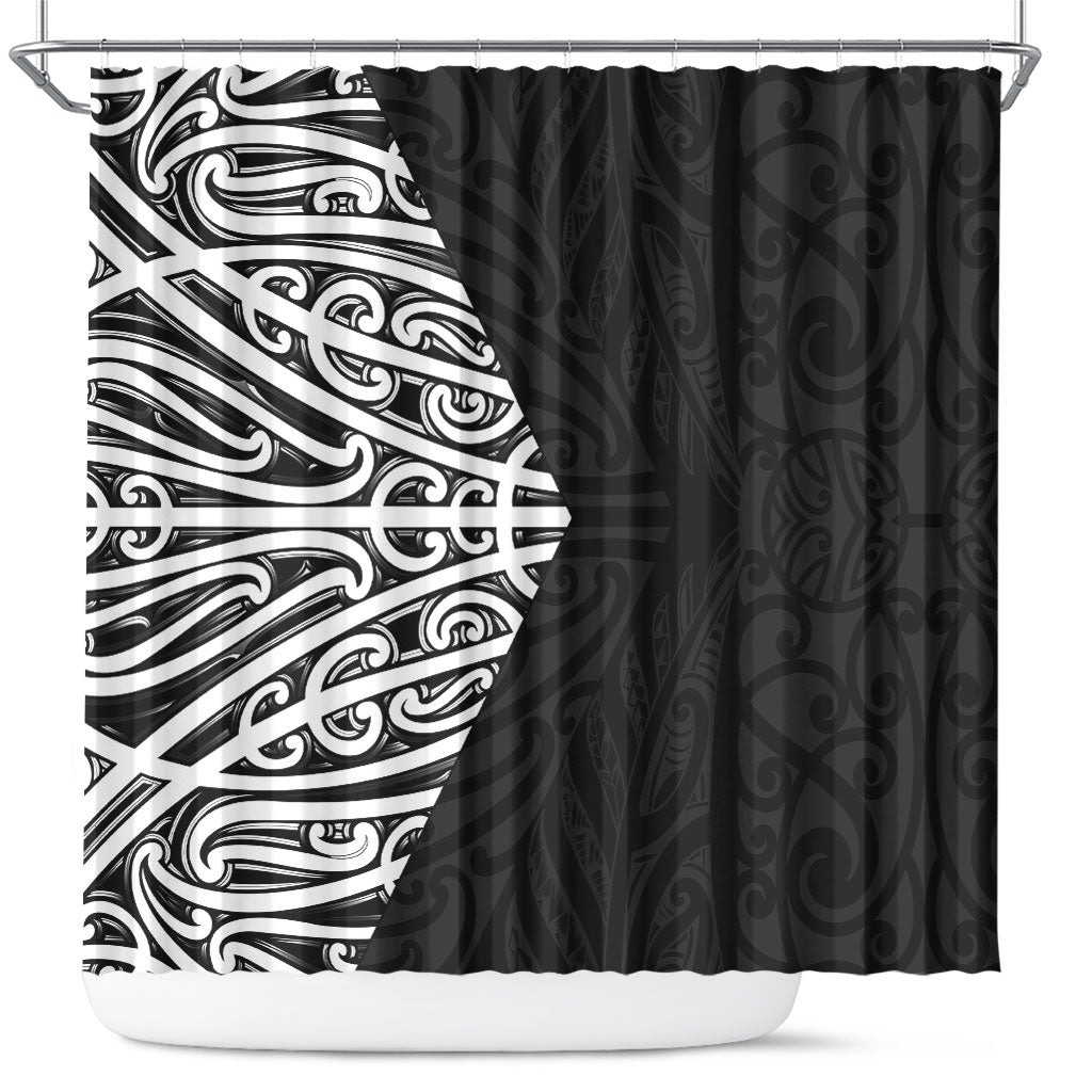Black New Zealand Puhoro Maori Tattoo Shower Curtain