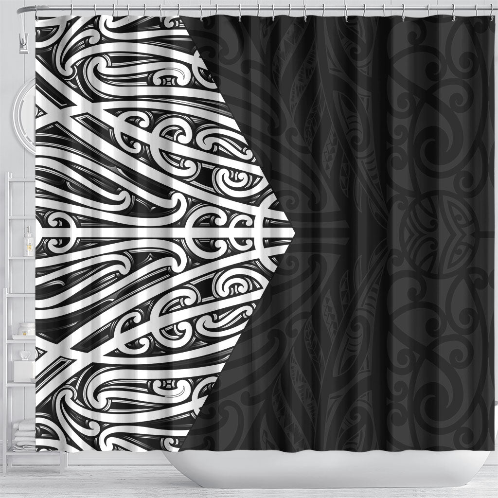 Black New Zealand Puhoro Maori Tattoo Shower Curtain