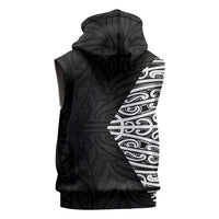 Black New Zealand Puhoro Maori Tattoo Sleeveless Zip Hoodie