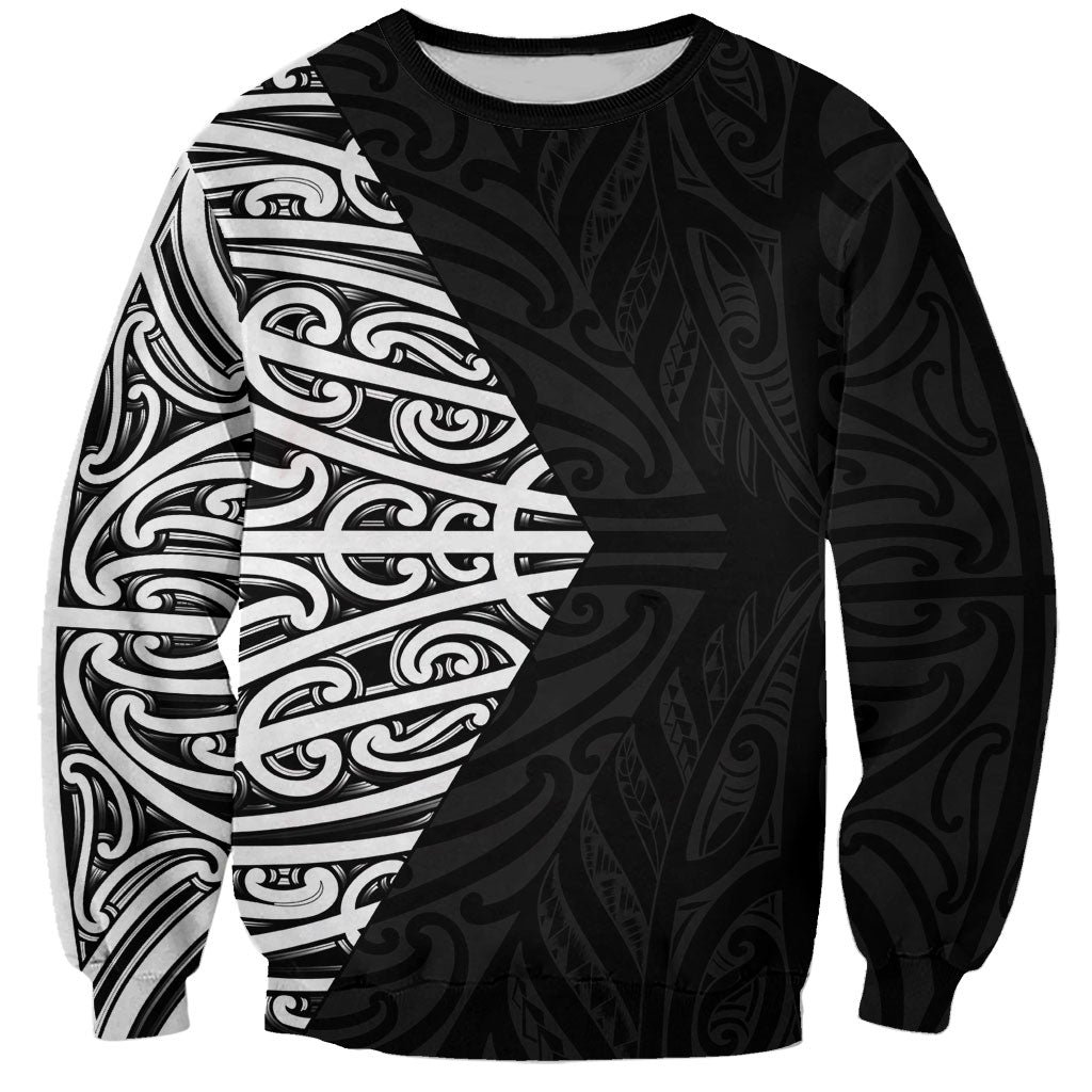 Black New Zealand Puhoro Maori Tattoo Sweatshirt