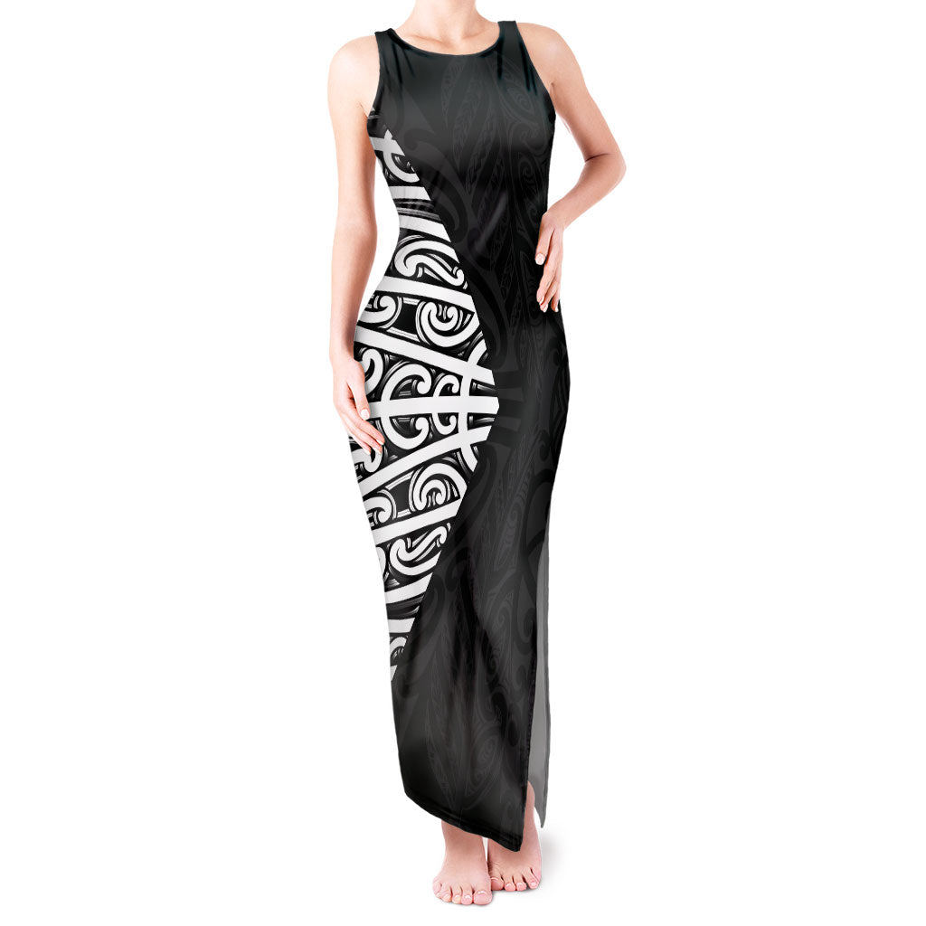 Black New Zealand Puhoro Maori Tattoo Tank Maxi Dress