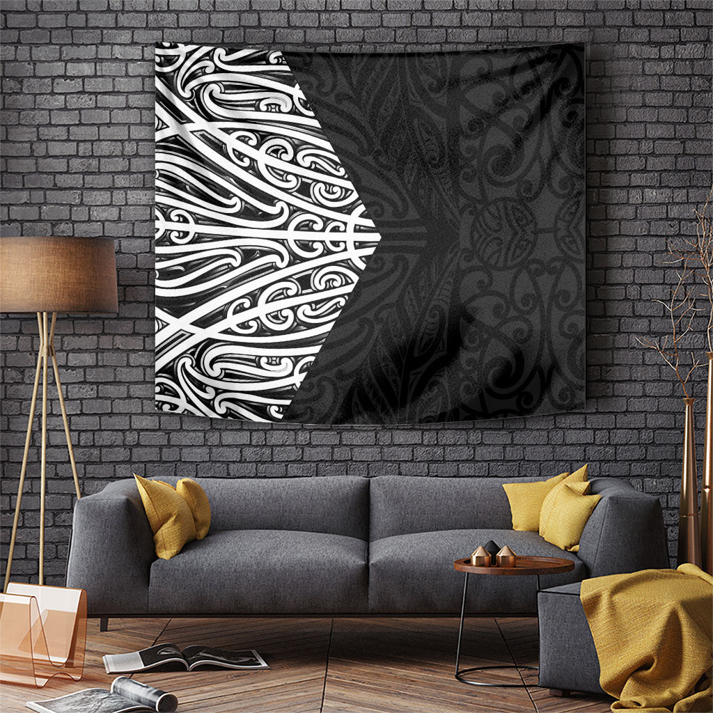 Black New Zealand Puhoro Maori Tattoo Tapestry LT14 Black - Polynesian Pride