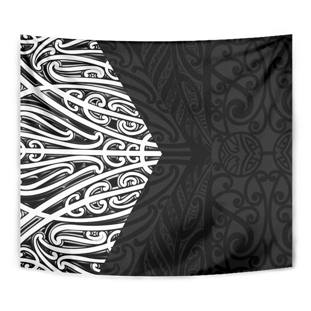 Black New Zealand Puhoro Maori Tattoo Tapestry