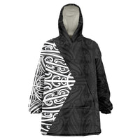 Black New Zealand Puhoro Maori Tattoo Wearable Blanket Hoodie
