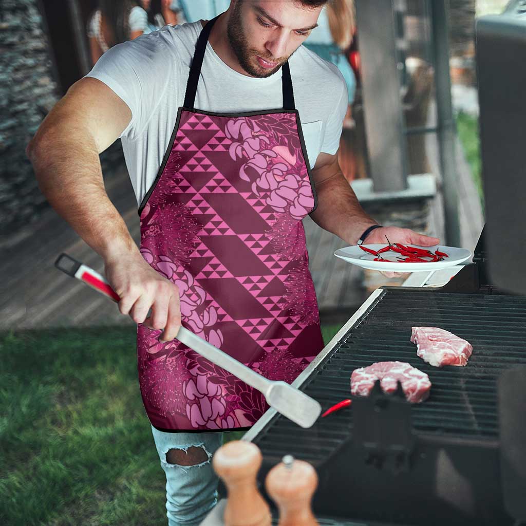 Pink Aloha Hawaii Apron Hawaiian Kakau Ohia Lehua Lei - Polynesian Pride