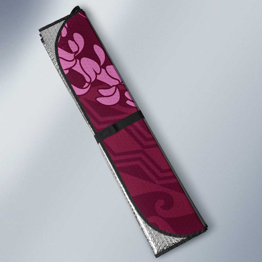 Pink Aloha Hawaii Auto Sun Shade Hawaiian Kakau Ohia Lehua Lei - Polynesian Pride