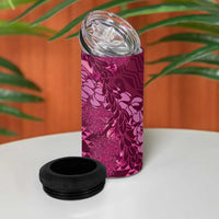 Pink Aloha Hawaii 4 in 1 Can Cooler Tumbler Hawaiian Kakau Ohia Lehua Lei - Polynesian Pride