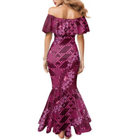 Pink Aloha Hawaii Family Matching Mermaid Dress and Hawaiian Shirt Hawaiian Kakau Ohia Lehua Lei LT14 - Polynesian Pride