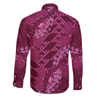 Pink Aloha Hawaii Family Matching Summer Maxi Dress and Hawaiian Shirt Hawaiian Kakau Ohia Lehua Lei LT14 - Polynesian Pride