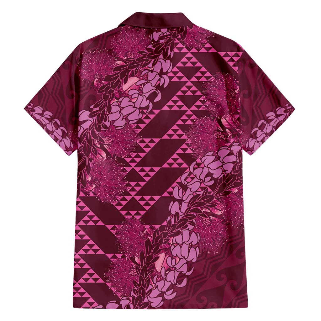 Pink Aloha Hawaii Family Matching Tank Maxi Dress and Hawaiian Shirt Hawaiian Kakau Ohia Lehua Lei LT14 - Polynesian Pride
