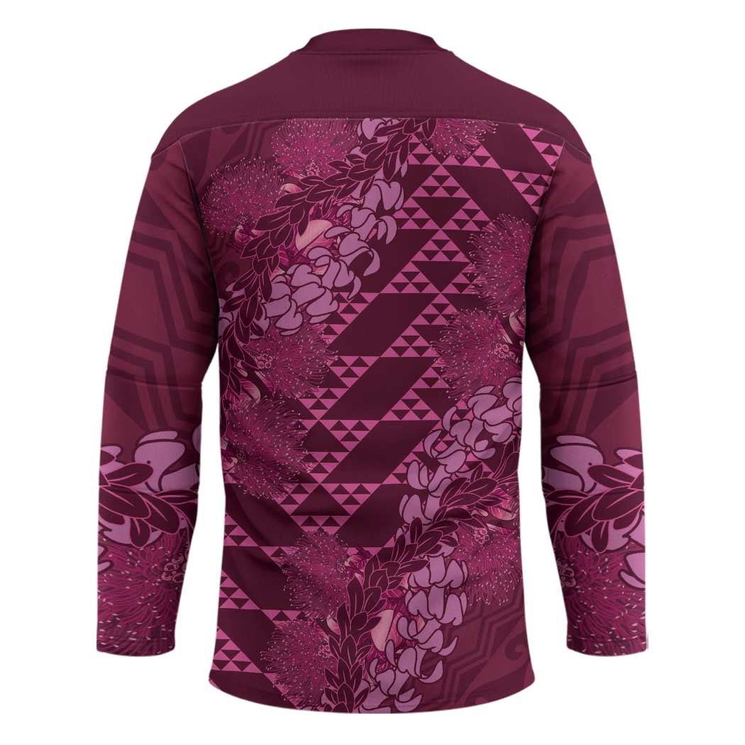 Pink Aloha Hawaii Hockey Jersey Hawaiian Kakau Ohia Lehua Lei - Polynesian Pride